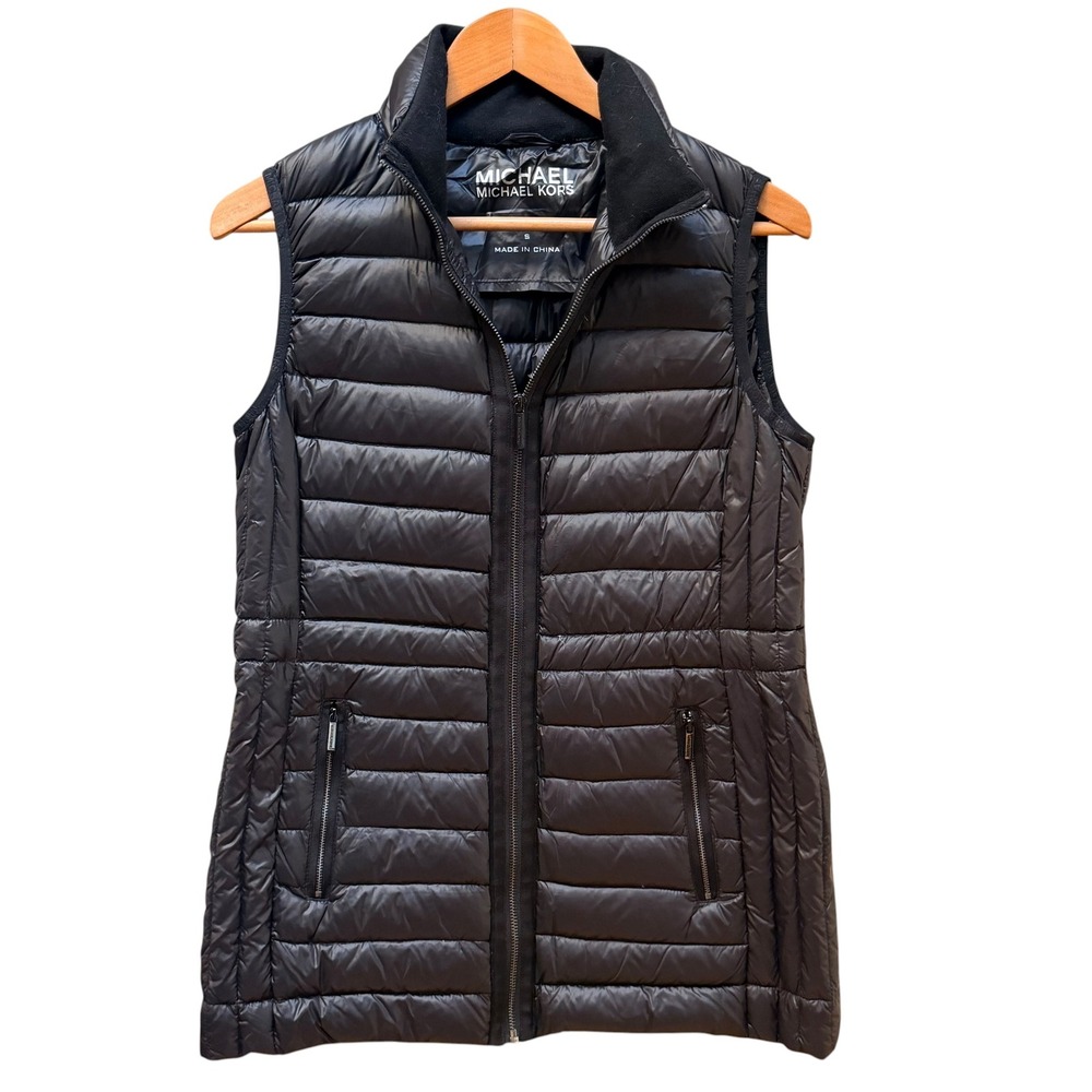 Michael Kors Vest Womens S Black Packable Down Puffer Quilted Lightweight Layer